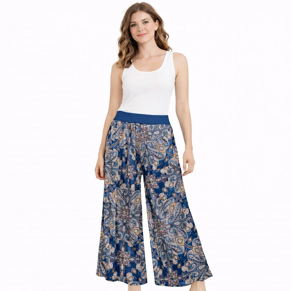 ELEVENSES Anthropologie Satin Wide Leg Palazzo Pant Side Zip Size Large